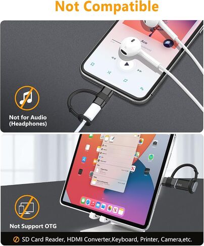 محول USB C إلى Lightning - عبوتان، شحن سريع 27 وات PD لجهاز iPhone 14/13/12/11، لجهاز iPad Pro/Air/Mini، لأجهزة AirPods، يدعم مزامنة البيانات، وليس لسماعات الرأس/الصوت/OTG، مع خاصية مكافحة الضياع حلقة، أسود in Saudi Arabia