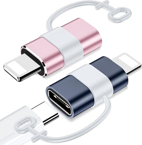 محول USB C إلى Lightning - عبوتان، شحن سريع 27 وات PD لجهاز iPhone 14/13/12/11، لجهاز iPad Pro/Air/Mini، لأجهزة AirPods، يدعم مزامنة البيانات، وليس لسماعات الرأس/الصوت/OTG، مع خاصية مكافحة الضياع حلقة، أسود in Saudi Arabia