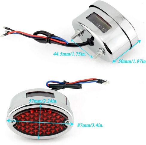 Mini LED Oval-Shaped Tail Light Cat Eye Rear Brake Light Stop Light For Motorcycle Bike bicycle Customs (Black) in Saudi Arabia