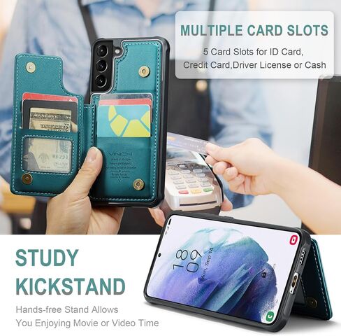 حافظة لهاتف سامسونج جالاكسي S21 بلس مع حامل بطاقات، حافظة محفظة لهاتف سامسونج S21 بلس للنساء والرجال مع خاصية حجب RFID، حافظة متينة مضادة للصدمات لهاتف جالاكسي S21 بلس 5G، أرجواني in Kuwait