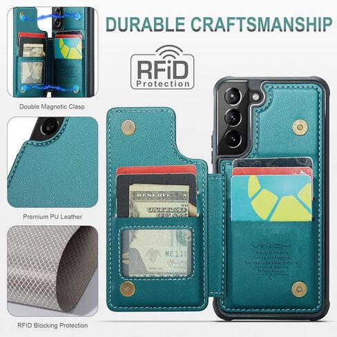 حافظة لهاتف سامسونج جالاكسي S21 بلس مع حامل بطاقات، حافظة محفظة لهاتف سامسونج S21 بلس للنساء والرجال مع خاصية حجب RFID، حافظة متينة مضادة للصدمات لهاتف جالاكسي S21 بلس 5G، أرجواني in Kuwait