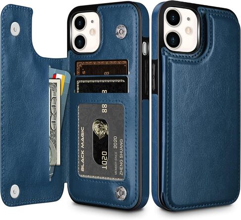حافظة محفظة HianDier لهاتف iPhone 11 مقاس 6.1 بوصة حافظة واقية نحيفة مع فتحة لبطاقة الائتمان وحامل قلاب من جلد البولي يوريثان الناعم وغطاء إغلاق مغناطيسي لهاتف 2019 iPhone 11 iPhone XI، أسود in Kuwait