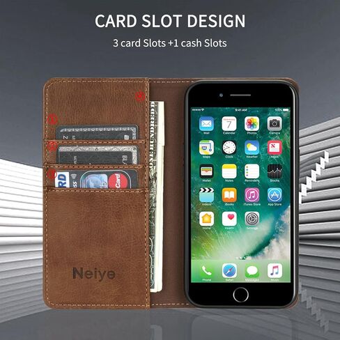 متوافق مع iPhone 7/iPhone 8/iPhone SE 2022(2020) حافظة محفظة مع فتحات بطاقات RFID وغطاء حماية من جلد البولي يوريثان لهاتف iPhone 7 (4.7 بوصة - أزرق) in Kuwait
