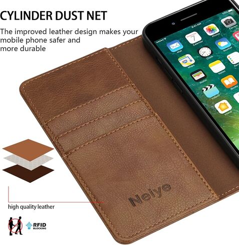 متوافق مع iPhone 7/iPhone 8/iPhone SE 2022(2020) حافظة محفظة مع فتحات بطاقات RFID وغطاء حماية من جلد البولي يوريثان لهاتف iPhone 7 (4.7 بوصة - أزرق) in Kuwait