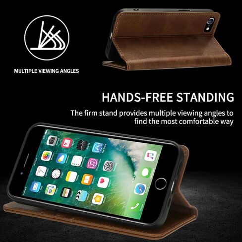 متوافق مع iPhone 7/iPhone 8/iPhone SE 2022(2020) حافظة محفظة مع فتحات بطاقات RFID وغطاء حماية من جلد البولي يوريثان لهاتف iPhone 7 (4.7 بوصة - أزرق) in Kuwait