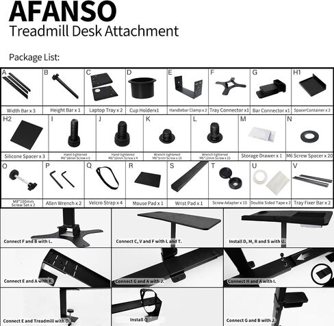مرفق مكتب جهاز المشي من AFANSO - حامل كمبيوتر محمول قابل للتعديل مع حامل أكواب، حامل كمبيوتر محمول عالمي لمقود جهاز المشي حتى 44 بوصة، منصة مريحة لأجهزة الكمبيوتر المحمولة والأجهزة اللوحية وأجهزة الكمبيوتر المحمولة in Saudi Arabia
