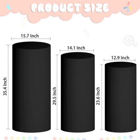 FUHSY Spandex Cylinder Pedestal Stand Covers for Party Set of 3 Spandex Cylinder Covers Royal Blue Round Plinth Covers Stretchy Fabric Birthday Display Pillar Cover for Bridal Baby Shower Decor in Kuwait