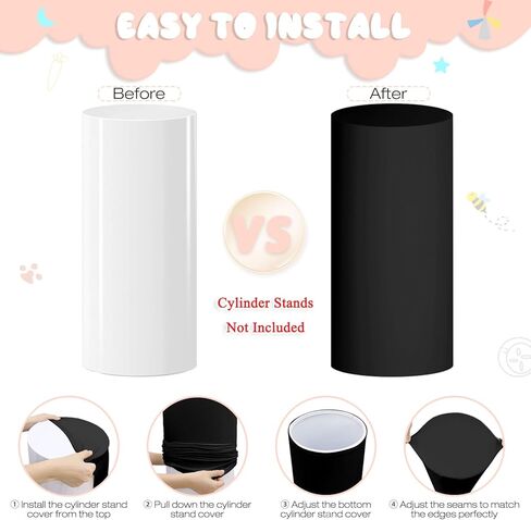 FUHSY Spandex Cylinder Pedestal Stand Covers for Party Set of 3 Spandex Cylinder Covers Royal Blue Round Plinth Covers Stretchy Fabric Birthday Display Pillar Cover for Bridal Baby Shower Decor in Kuwait