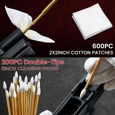 BABONIE Gun Cleaning Supplies in Storage Box - 600PCS Gun Cleaning Patches and 200PCS Double Ended Gun Cleaning Swabs, 6" Long Cotton Swabs, Lint Free Gun Cleaning Cloth Fit Most Caliber Firearms… in Saudi Arabia