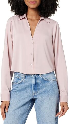 The Drop Women's Harlow Silky Cropped Blouse in Saudi Arabia