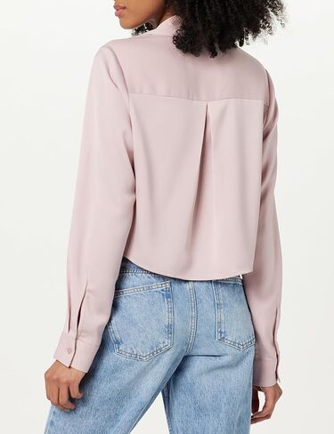 The Drop Women's Harlow Silky Cropped Blouse in Saudi Arabia