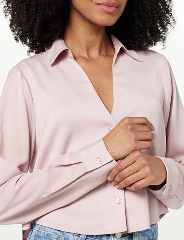 The Drop Women's Harlow Silky Cropped Blouse in Saudi Arabia