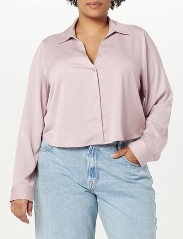 The Drop Women's Harlow Silky Cropped Blouse in Saudi Arabia