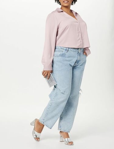 The Drop Women's Harlow Silky Cropped Blouse in Saudi Arabia