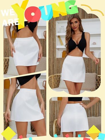 Womens Mini Skirt High Waisted Satin Skirt Silk A-Line Casual Mini Skirts for Women Short Skirt Party Skirts in Saudi Arabia