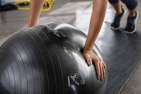 كرة تمرين SKLZ Sport Performance مقاس 65 سم مع رسوم توضيحية للتمرين موجهة ذاتيًا in Kuwait