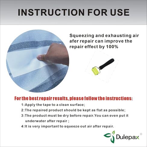 شريط إصلاح مقاوم للماء من Dulepax، 3 × 16.4 قدم، أبيض، أشرطة لاصقة للخيمة، مظلة RV، إصلاح قماش القنب إلخ. in Saudi Arabia