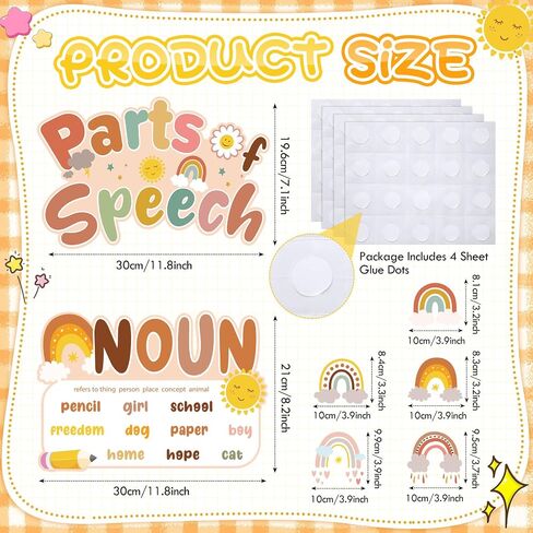 Sherr 26 Pcs Parts of Speech Posters Set Boho Grammar Bulletin Board Classroom Educational Language Arts Poster for Student Elementary Middle School Classroom Wall Board Decor Supplies in Saudi Arabia