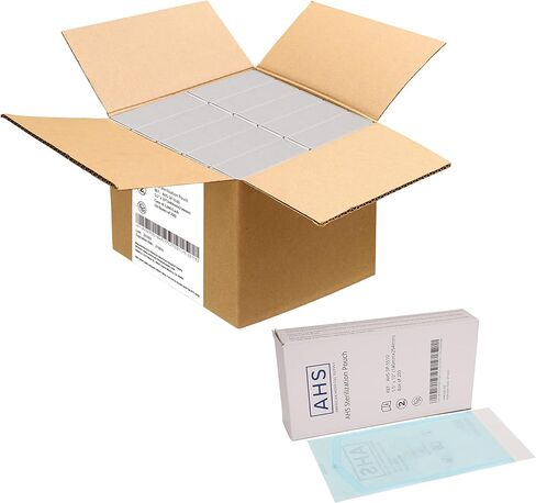 أكياس تعقيم طبية من AHS American Hospital Supply، أكياس معقم ذات مؤشرات ملونة مرمزة ذاتيًا، أكياس الأوتوكلاف لعام 2000 | عبوة من 10 صناديق (5.5 × 10 بوصة) in Kuwait
