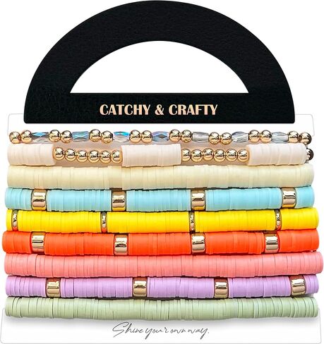 CATCHY & CRAFTY Bracelet Heishi Stretch Stackable Layering Beaded Colorful Handmade Bracelets Women Boho Friendship Gift in Saudi Arabia