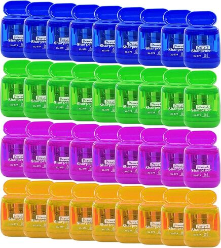 Alpurple 36 PCS Double Holes Manual Pencil Sharpener-Handheld Plastic Crayon Sharpener with Lid for School, Office and Home Supplies in Saudi Arabia