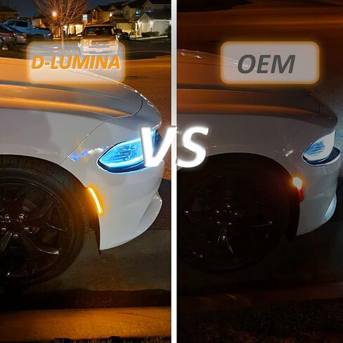 مصابيح LED أمامية من D-Lumina وأضواء جانبية كهرمانية وعدسة مدخنة مزدوجة LED لشاحن دودج 2015-2022، أضواء المصد الأمامي عاكسات مؤشر مصباح وقوف السيارات، حزمة من 2 in Saudi Arabia
