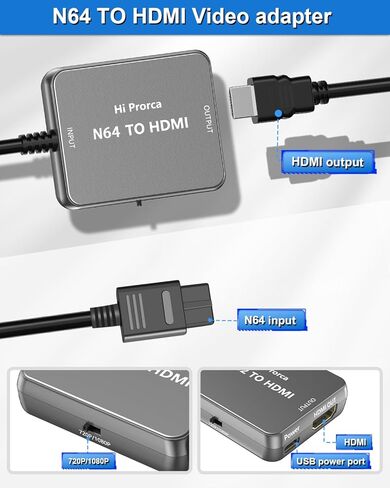 محول محول Hiprorca N64 إلى HDMI، كابل N64 إلى HDMI، متوافق مع N64/ Game Cube/SNES/SFC in Kuwait