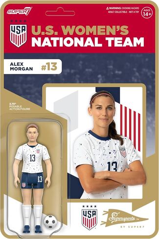 Super7 USWNT Soccer Alex Morgan - 3.75" U.S. Women's National Team Action Figure with Soccer Ball Accessory Sports Collectibles and Retro Toys in Saudi Arabia