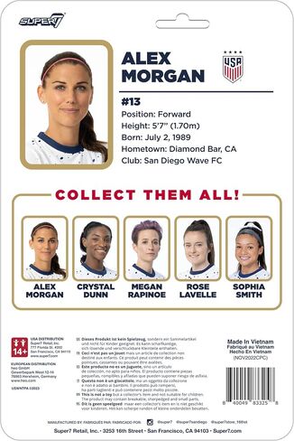 Super7 USWNT Soccer Alex Morgan - 3.75" U.S. Women's National Team Action Figure with Soccer Ball Accessory Sports Collectibles and Retro Toys in Saudi Arabia