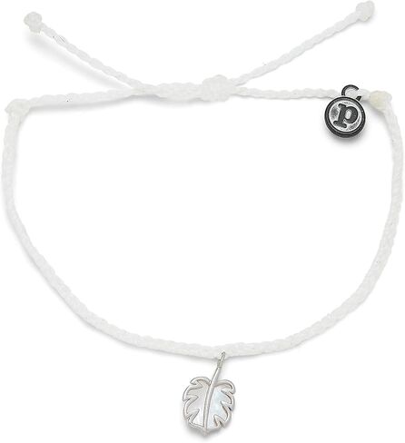 Pura Vida Silver or Rose Gold Mother of Pearl Monstera Bracelet - 100% Waterproof, Adjustable Band in Saudi Arabia
