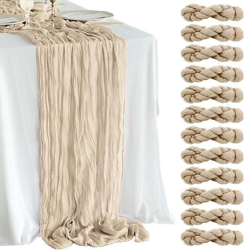 12 Pack 10 Ft Nude Cheesecloth Table Runner Boho Table Runner Rustic Sheer Table Decor Romantic Wedding Runner Gauze Table Runner for Baby Shower Bridal Shower Birthday Party Table Decor in Saudi Arabia