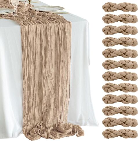 12 Pack 10 Ft Nude Cheesecloth Table Runner Boho Table Runner Rustic Sheer Table Decor Romantic Wedding Runner Gauze Table Runner for Baby Shower Bridal Shower Birthday Party Table Decor in Saudi Arabia