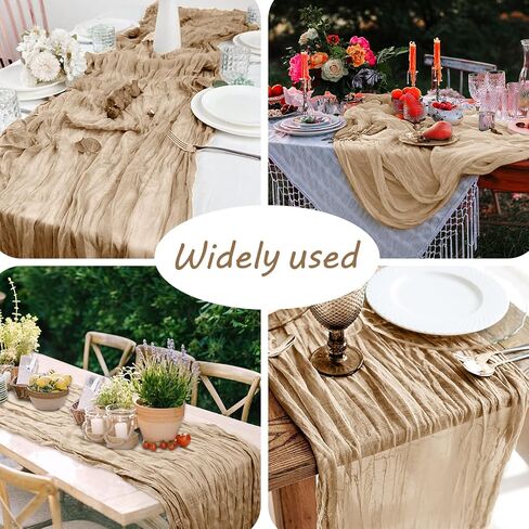 12 Pack 10 Ft Nude Cheesecloth Table Runner Boho Table Runner Rustic Sheer Table Decor Romantic Wedding Runner Gauze Table Runner for Baby Shower Bridal Shower Birthday Party Table Decor in Saudi Arabia