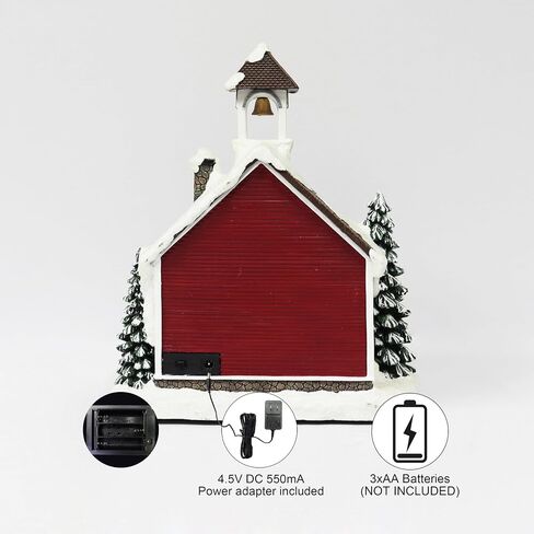 MOMENTS IN TIME 11.4" H Polyresin Christmas Village LED Lighted School LED Lights, 8 Classic Carols Christmas Music, Adapter or Battery Operated in Saudi Arabia