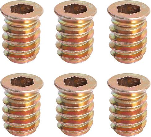 Aopin Threaded Inserts Nut Threaded Fastener Connector Hex Socket Drive for Wood Furniture Male Female Thread, M6 x 15mm, 20Pcs in Saudi Arabia