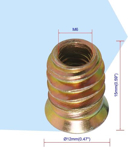 Aopin Threaded Inserts Nut Threaded Fastener Connector Hex Socket Drive for Wood Furniture Male Female Thread, M6 x 15mm, 20Pcs in Saudi Arabia