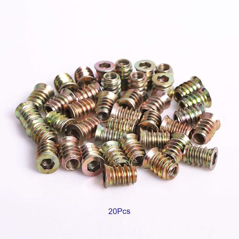 Aopin Threaded Inserts Nut Threaded Fastener Connector Hex Socket Drive for Wood Furniture Male Female Thread, M6 x 15mm, 20Pcs in Saudi Arabia