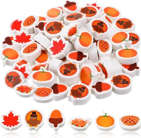 Thanksgiving Mini Acorn Erasers Bulk, Maple Leaf Party Fall Favor Stationery Classroom Cute Erasers Fun Mini Erasers Kids Pencil Erasers for Classroom School Kid Gifts Rewards (60 Pcs) in Saudi Arabia