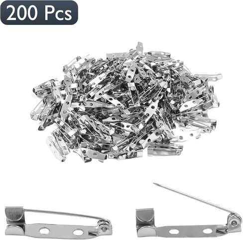 BokWin 200 Pcs Brooch Pin Backs 20mm Safety Pin Backing with Holes for Wedding,DIY Craft,Jewellery Making,Badges in Saudi Arabia