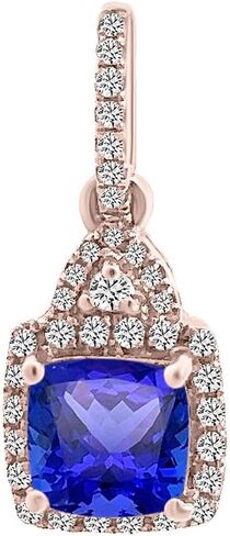 0.14 Ct.Tw. Round Cut White Natural Diamond and 0.83 Carat Cushion Shape Tanzanite Gemstone Pendant in 14K White Gold for Women, A Treasured Gift for Her (Color G-H.Clarity SI), 31045 in Saudi Arabia