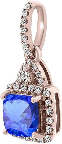 0.14 Ct.Tw. Round Cut White Natural Diamond and 0.83 Carat Cushion Shape Tanzanite Gemstone Pendant in 14K White Gold for Women, A Treasured Gift for Her (Color G-H.Clarity SI), 31045 in Saudi Arabia