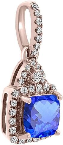 0.14 Ct.Tw. Round Cut White Natural Diamond and 0.83 Carat Cushion Shape Tanzanite Gemstone Pendant in 14K White Gold for Women, A Treasured Gift for Her (Color G-H.Clarity SI), 31045 in Saudi Arabia