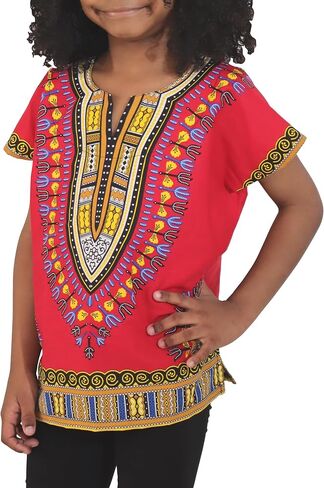 قميص DA'IKI Dashiki القطني للأطفال قفطان قبلي أفريقي للأطفال للجنسين من الأولاد والبنات in Kuwait