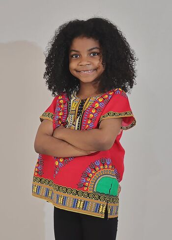 قميص DA'IKI Dashiki القطني للأطفال قفطان قبلي أفريقي للأطفال للجنسين من الأولاد والبنات in Kuwait