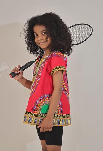 قميص DA'IKI Dashiki القطني للأطفال قفطان قبلي أفريقي للأطفال للجنسين من الأولاد والبنات in Kuwait