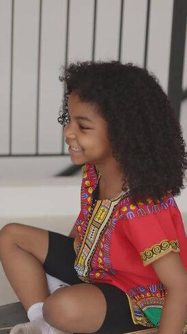 قميص DA'IKI Dashiki القطني للأطفال قفطان قبلي أفريقي للأطفال للجنسين من الأولاد والبنات in Kuwait