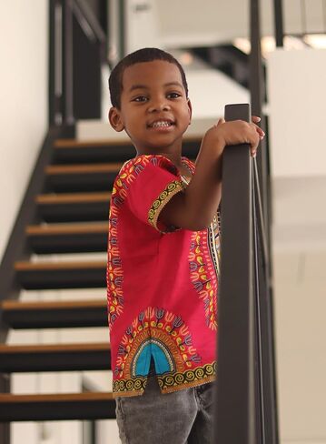 قميص DA'IKI Dashiki القطني للأطفال قفطان قبلي أفريقي للأطفال للجنسين من الأولاد والبنات in Kuwait