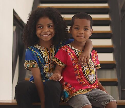 قميص DA'IKI Dashiki القطني للأطفال قفطان قبلي أفريقي للأطفال للجنسين من الأولاد والبنات in Kuwait
