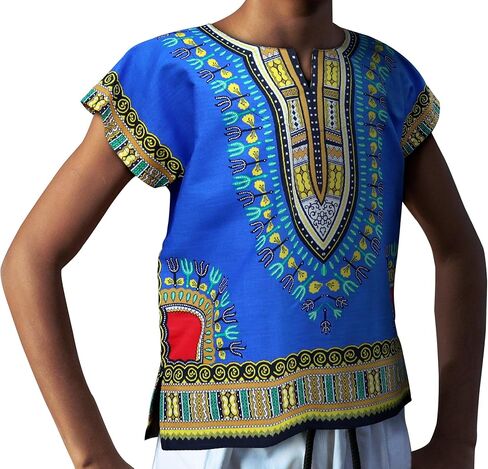 قميص DA'IKI Dashiki القطني للأطفال قفطان قبلي أفريقي للأطفال للجنسين من الأولاد والبنات in Kuwait