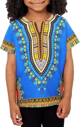قميص DA'IKI Dashiki القطني للأطفال قفطان قبلي أفريقي للأطفال للجنسين من الأولاد والبنات in Kuwait